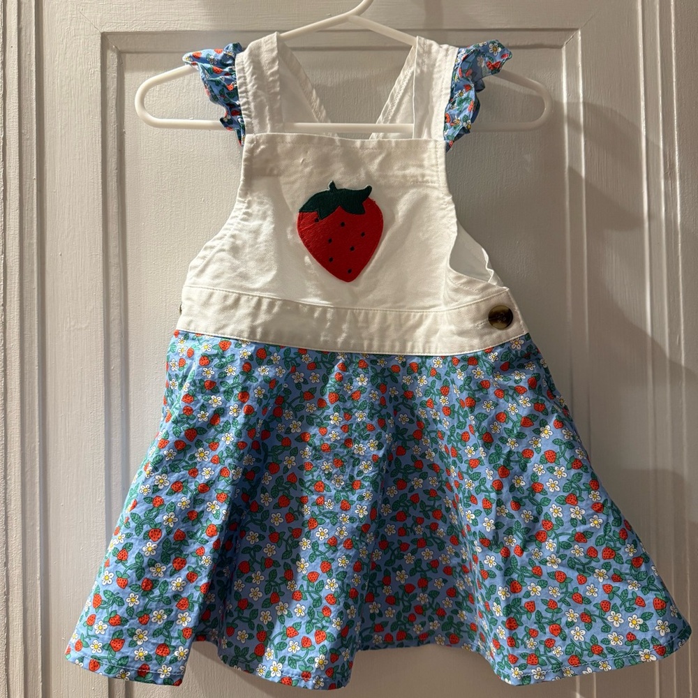 Classic Prep Strawberry Print Blue and White Dress, size 9-12 mo
